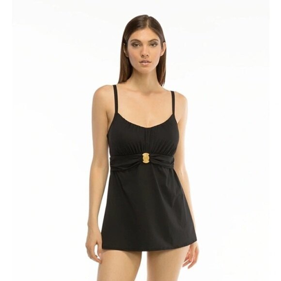COCO Reef Swimdress Black Perfect Fit Tankini One Piece Swimsuit 32D - Picture 1 of 12
